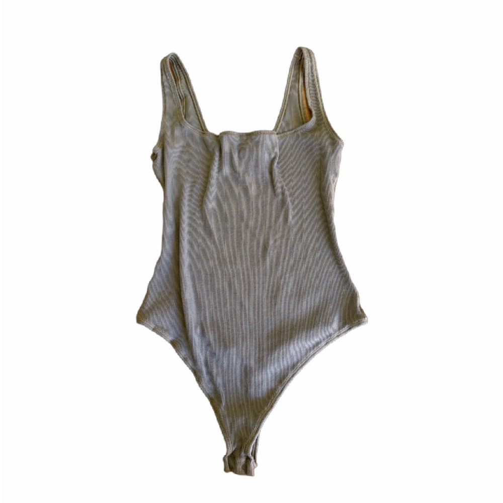 SKIMS Kids Ribbed Scoop One-Piece in Sage